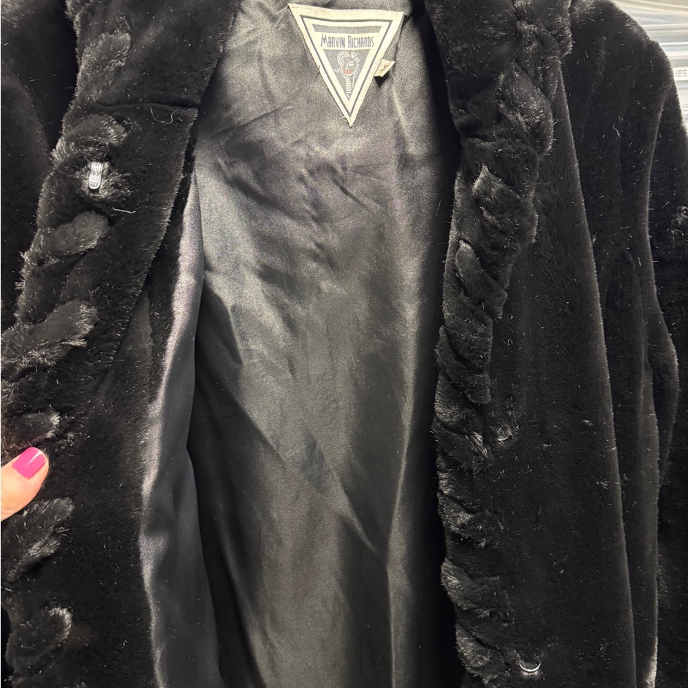 Luxurious Marvin Richards Black Faux Mink Fur Coat - Picture 10 of 13